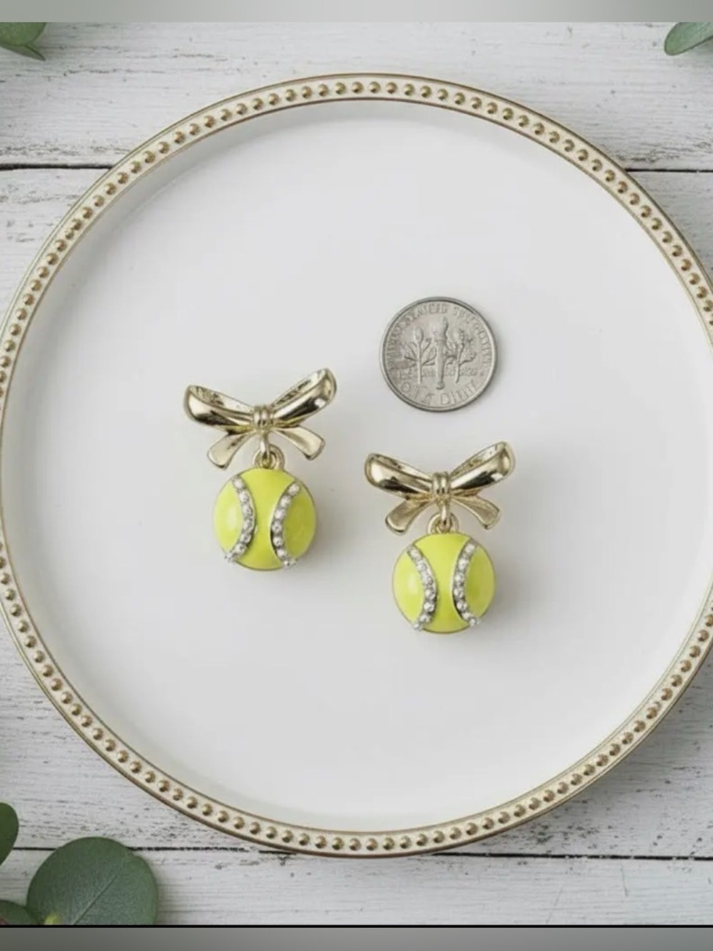 Tennis and Gold Bow Earrings (5522) - Picture 2 of 2